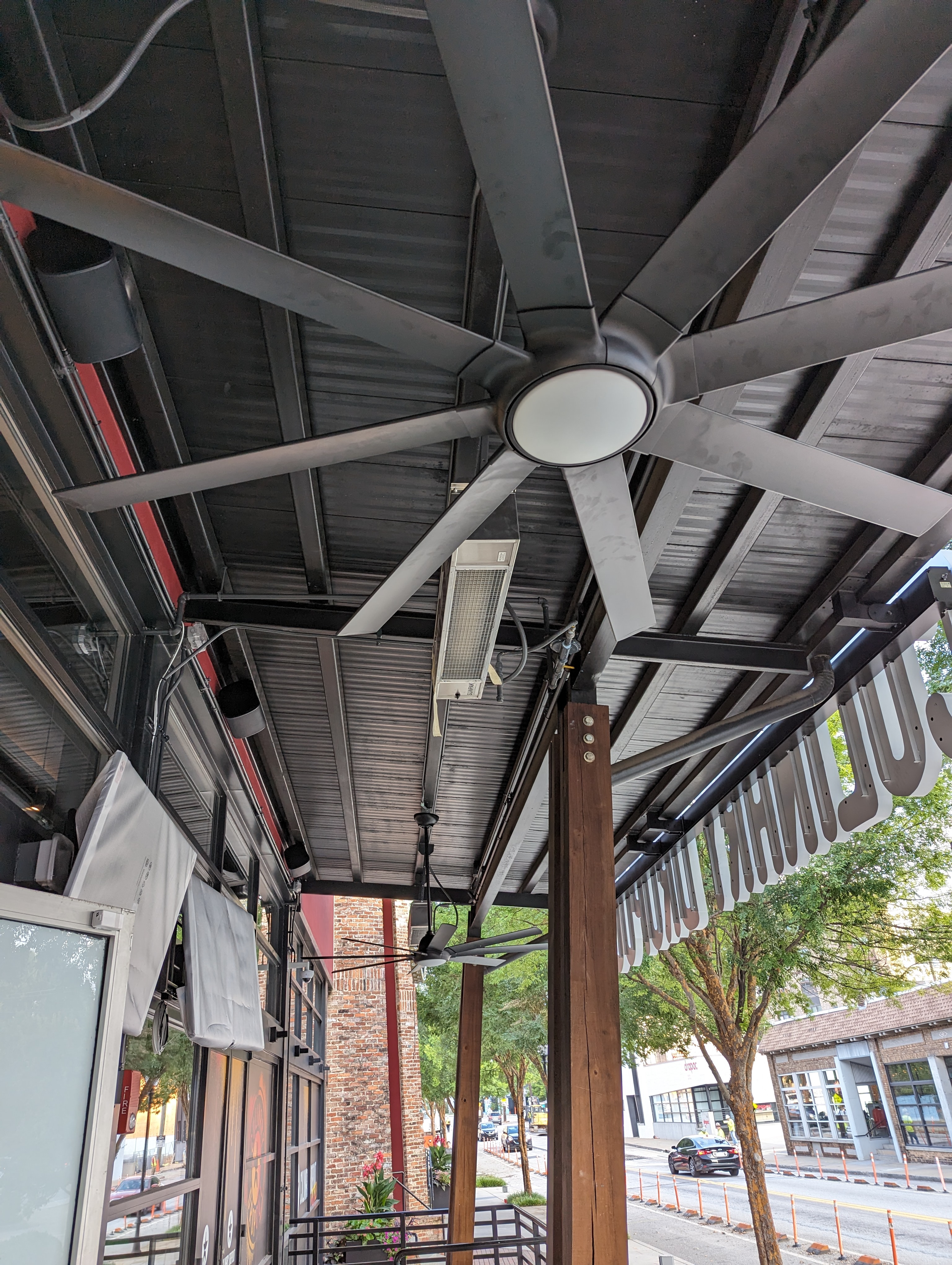 Commercial ceiling fan installation