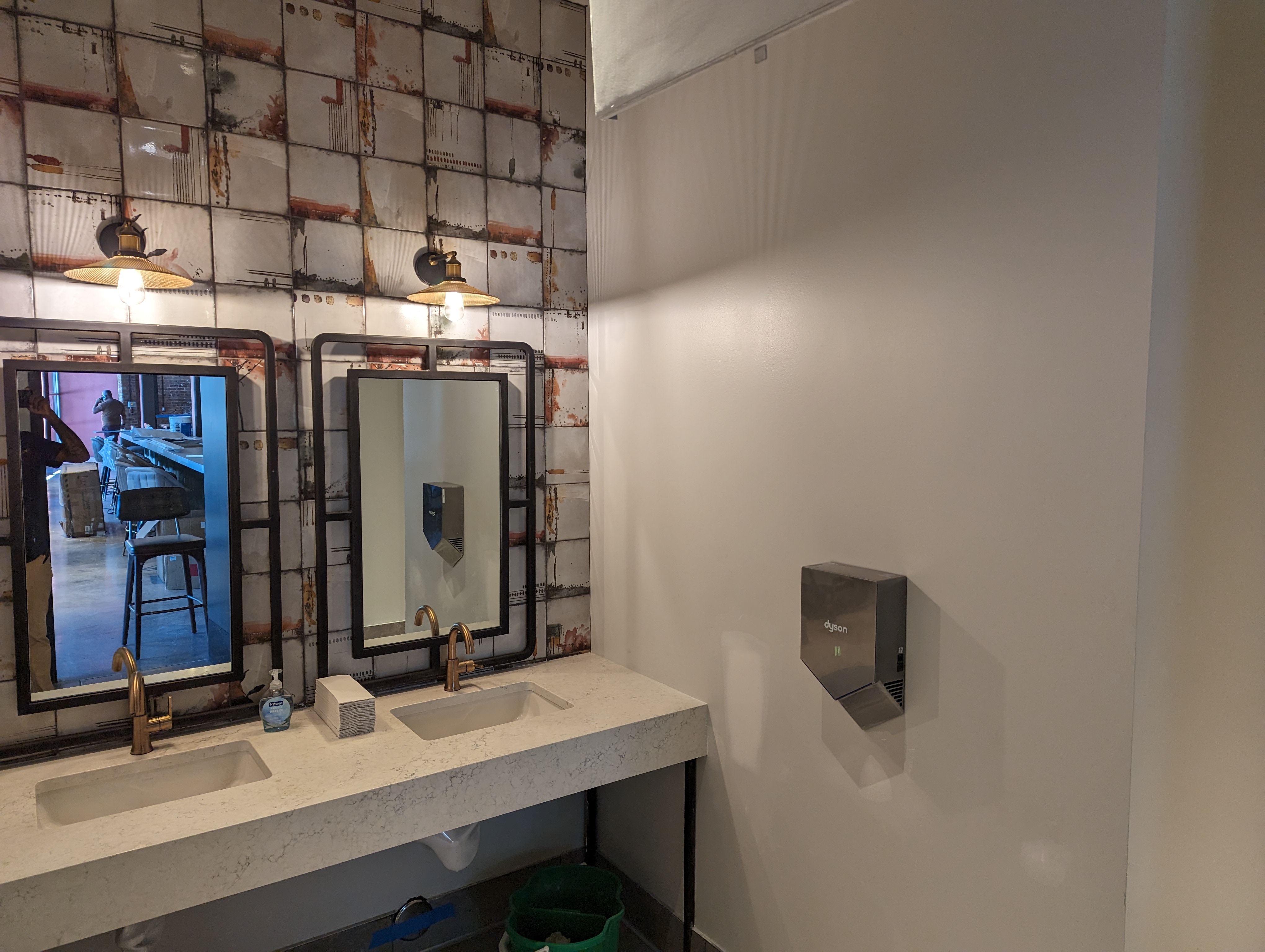Commercial bathroom lighting installation